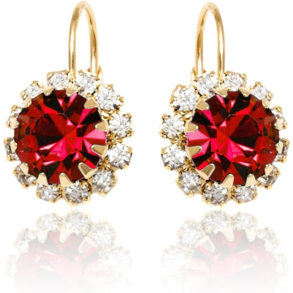 Brazel 18K Gold Plated Crystal Flower Earrings for Women